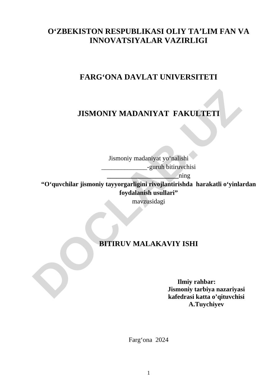 O‘quvchilar jismoniy tayyorgarligini rivojlantirishda harakatli o‘yinlardan foydalanish usullari