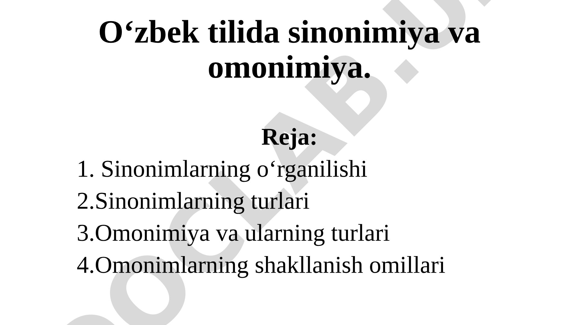 O‘zbek tilida sinonimiya va omonimiya