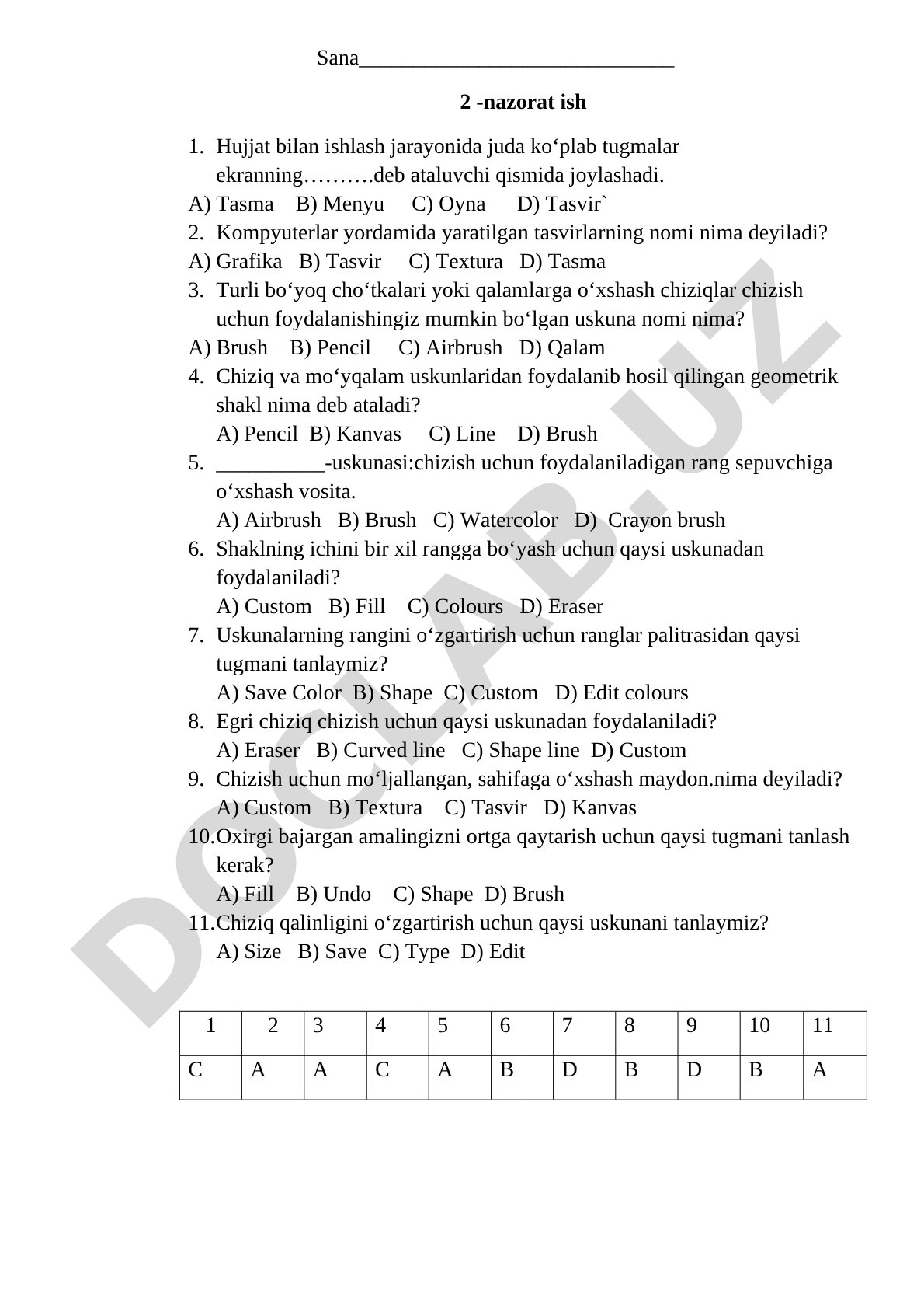 2-nazorat ish test hujjati