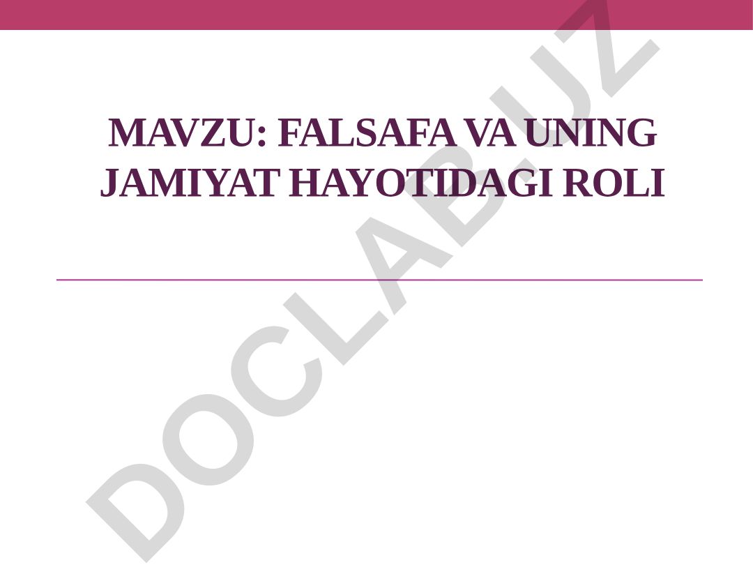 Falsafa va uning jamiyat hayotidagi roli