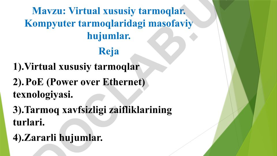 Virtual xususiy tarmoqlar va kompyuter tarmoqlaridagi masofaviy hujumlar