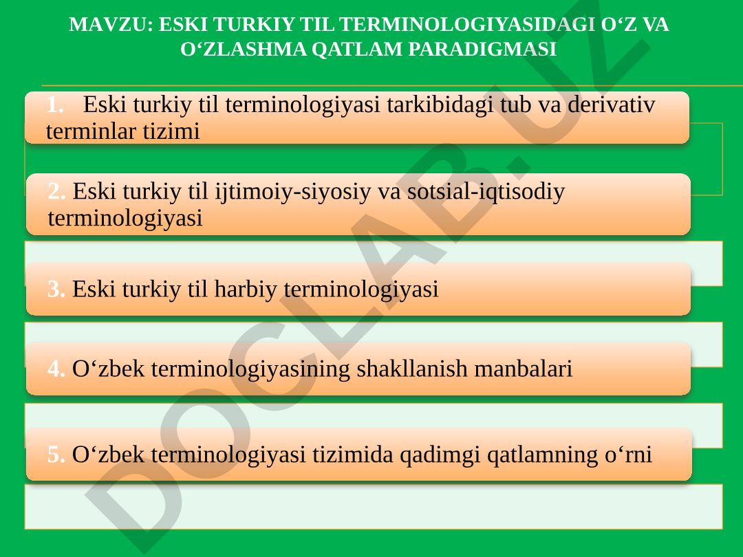 ESKI TURKIY TIL TERMINOLOGIYASIDAGI O‘Z VA O‘ZLASHMA QATLAM PARADIGMASI