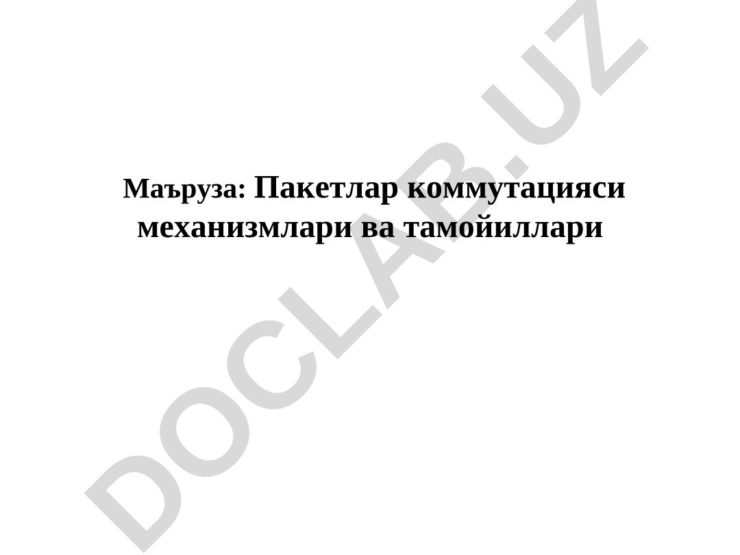 Пакетлар коммутацияси механизмлари ва тамойиллари