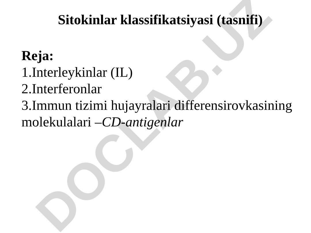 Sitokinlar klassifikatsiyasi (tasnifi)