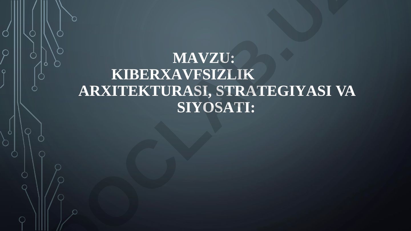 Kiberxavfsizlik arxitekturasi, strategiyasi va siyosati
