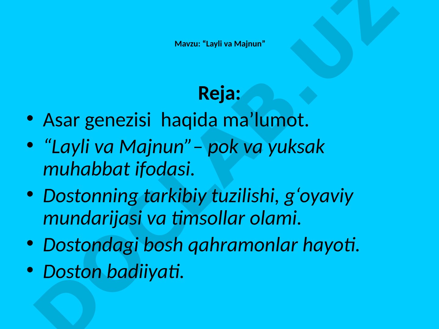 Layli va Majnun doston taqdimoti