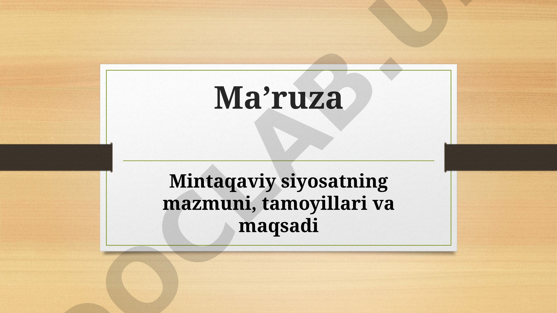 Mintaqaviy siyosat taqdimoti