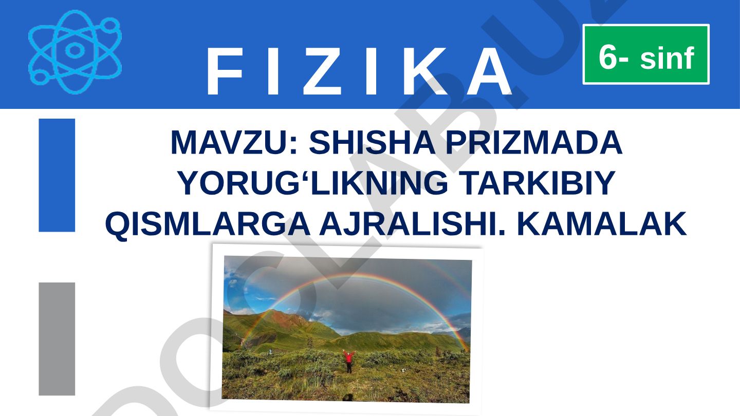 Shisha prizmada yorug'likning tarkibiy qismlarga ajralishi