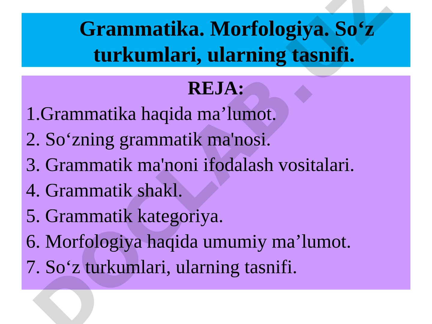 Grammatika morfologiya taqdimoti