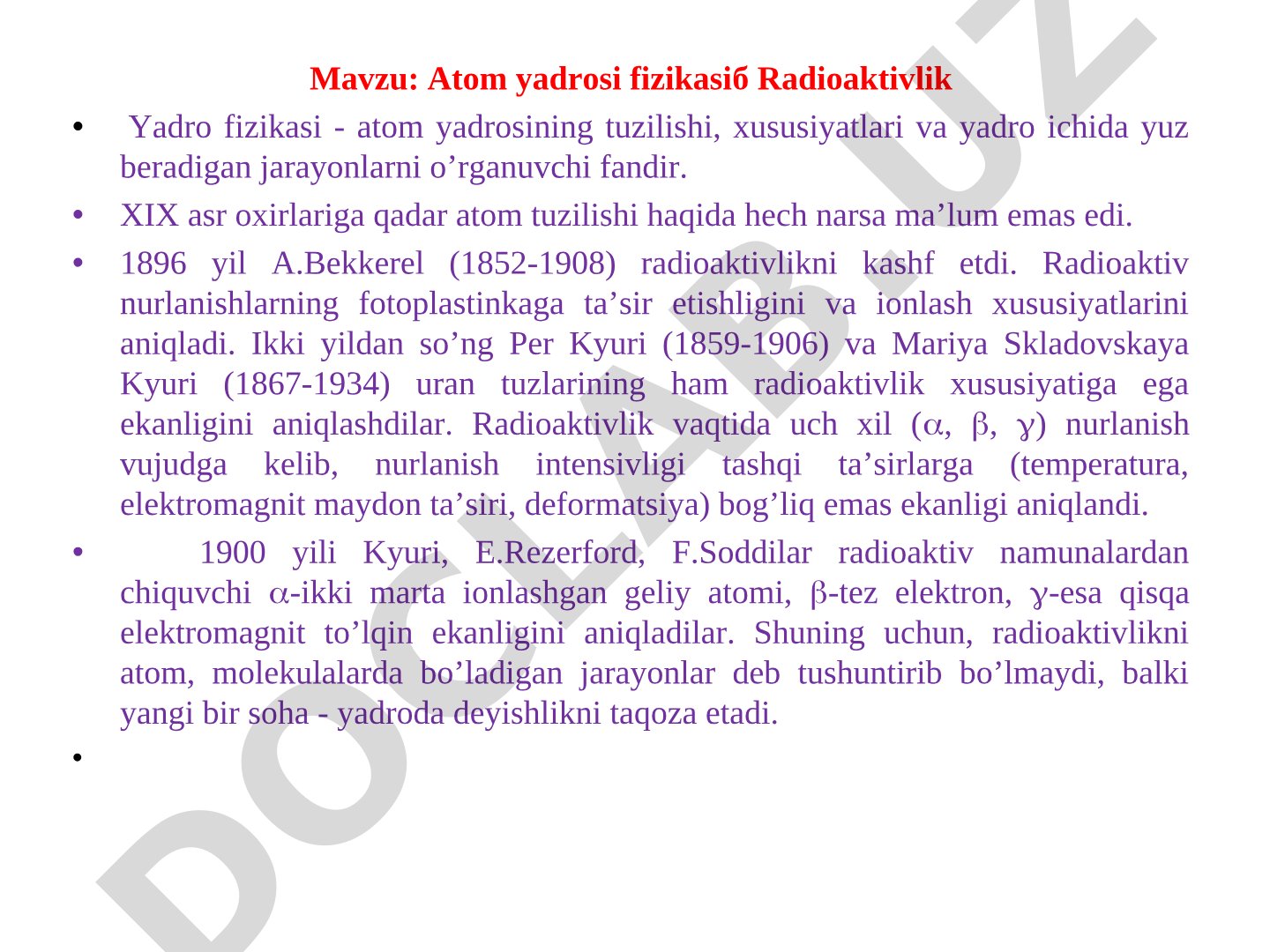 Atom yadrosi fizikasi va radioaktivlik