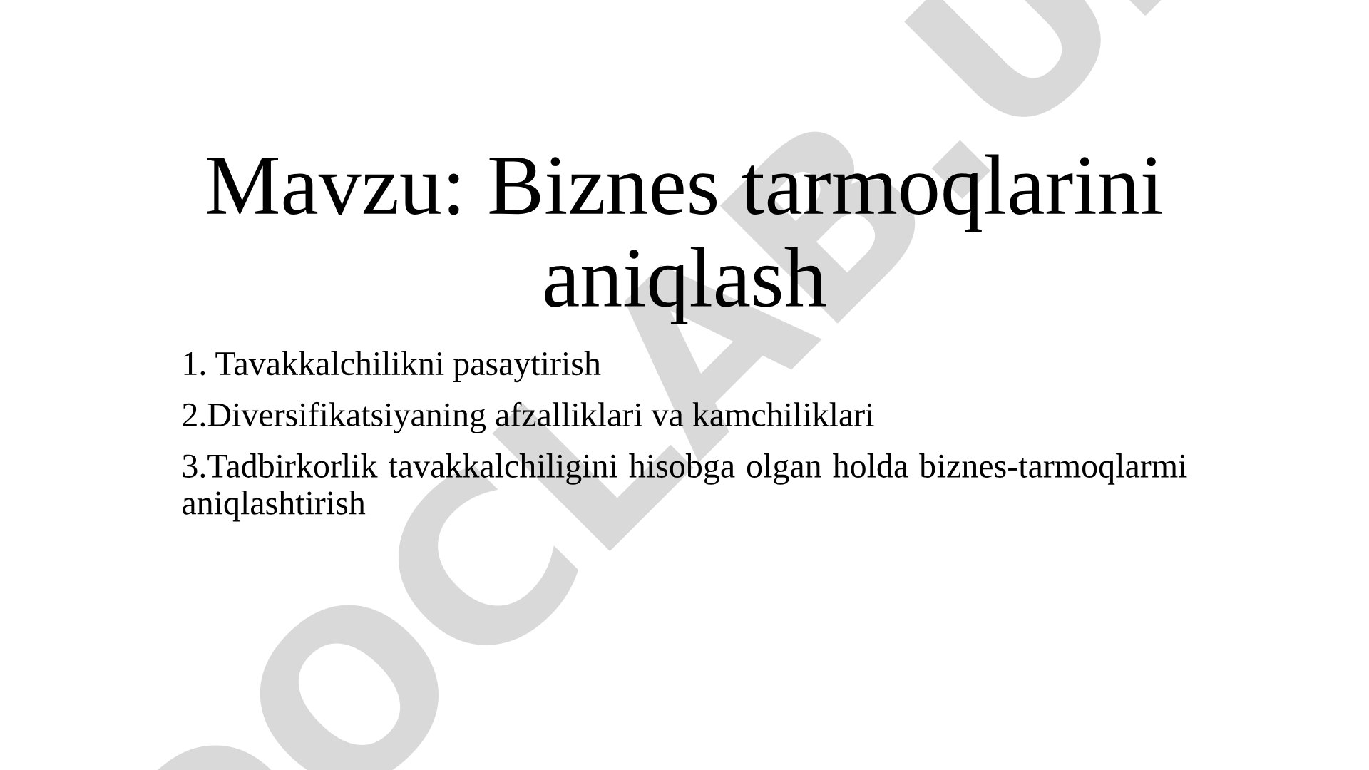 Biznes tarmoqlarini aniqlash