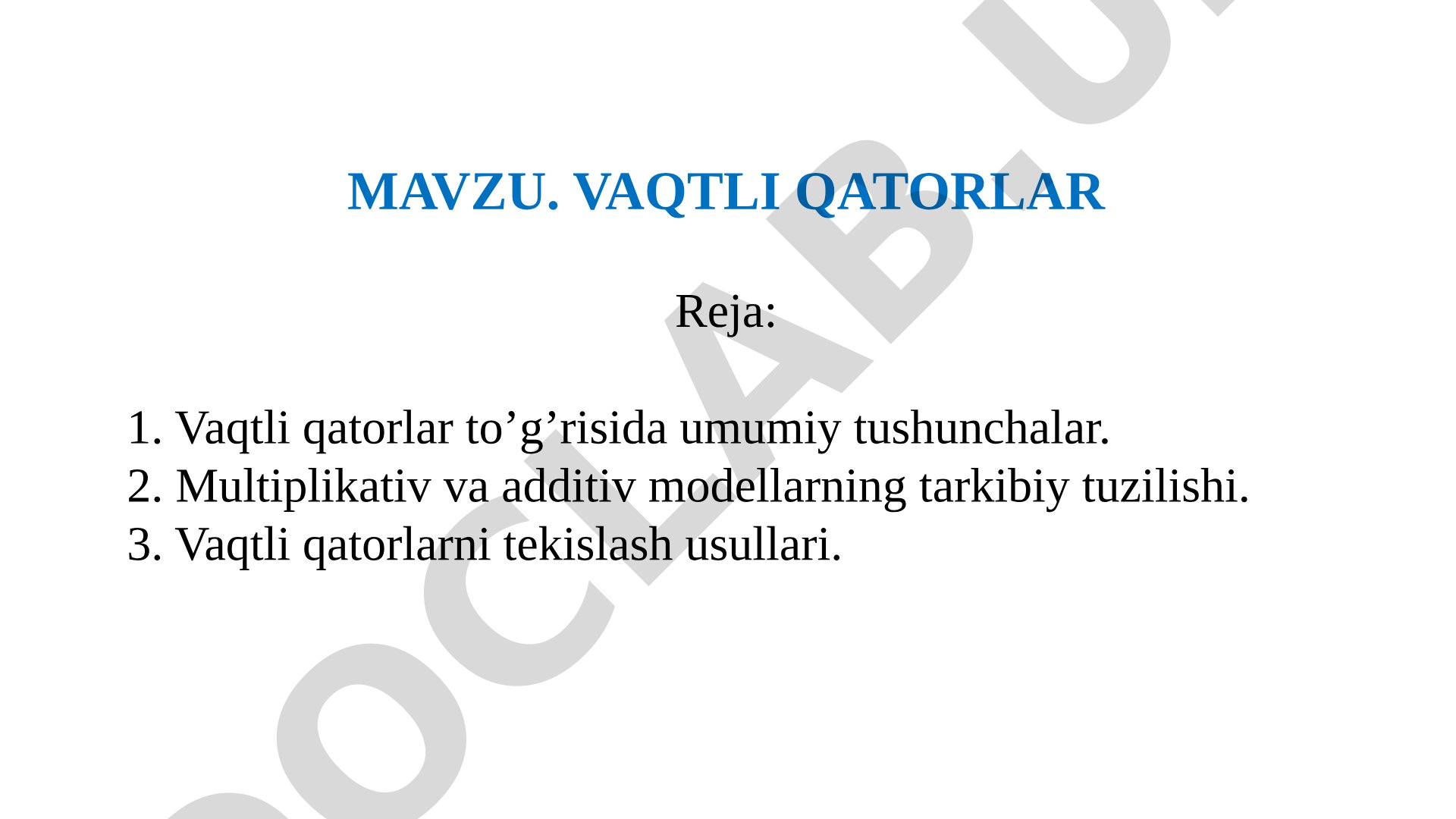 Vaqtli qatorlar taqdimoti