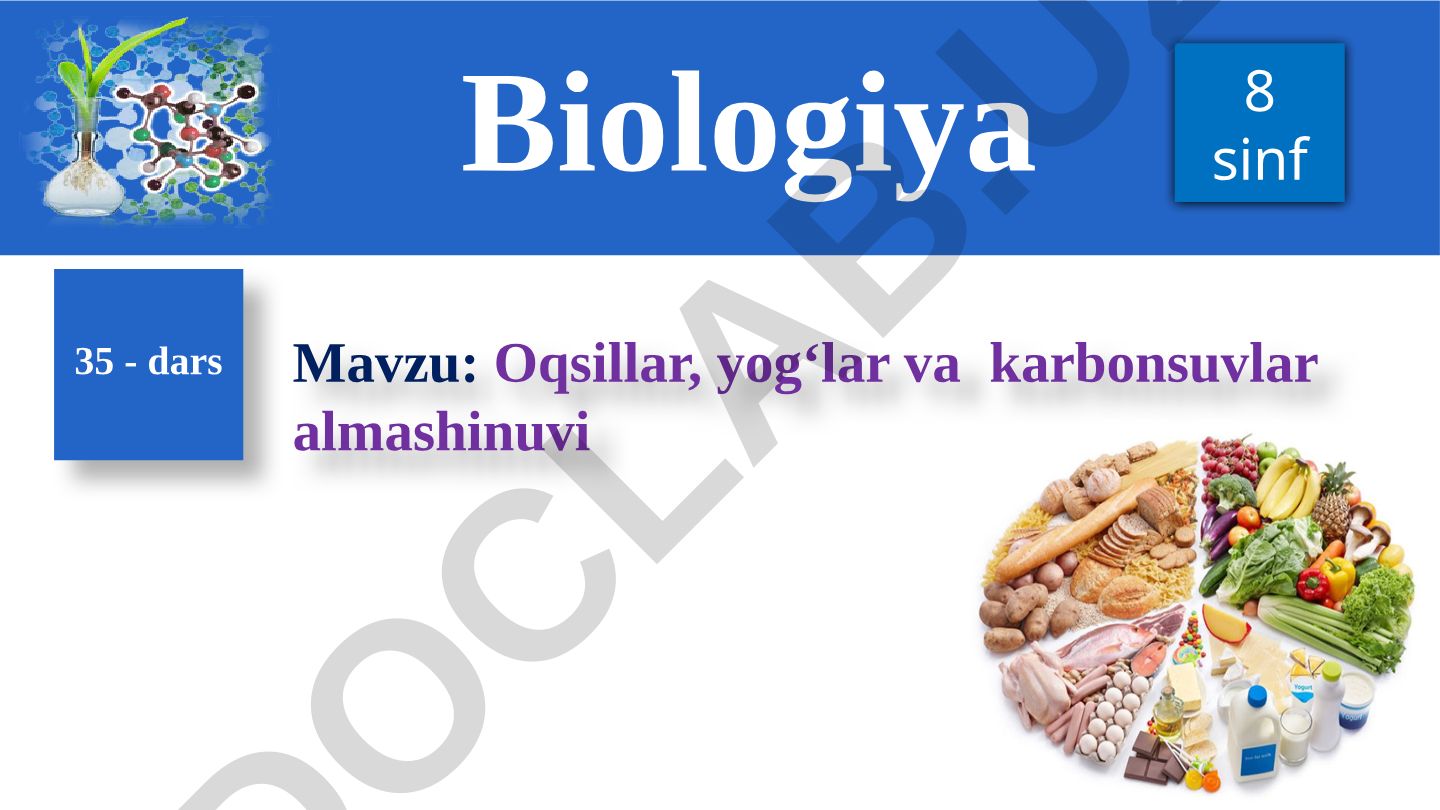Oqsillar, yog‘lar va karbonsuvlar almashinuvi