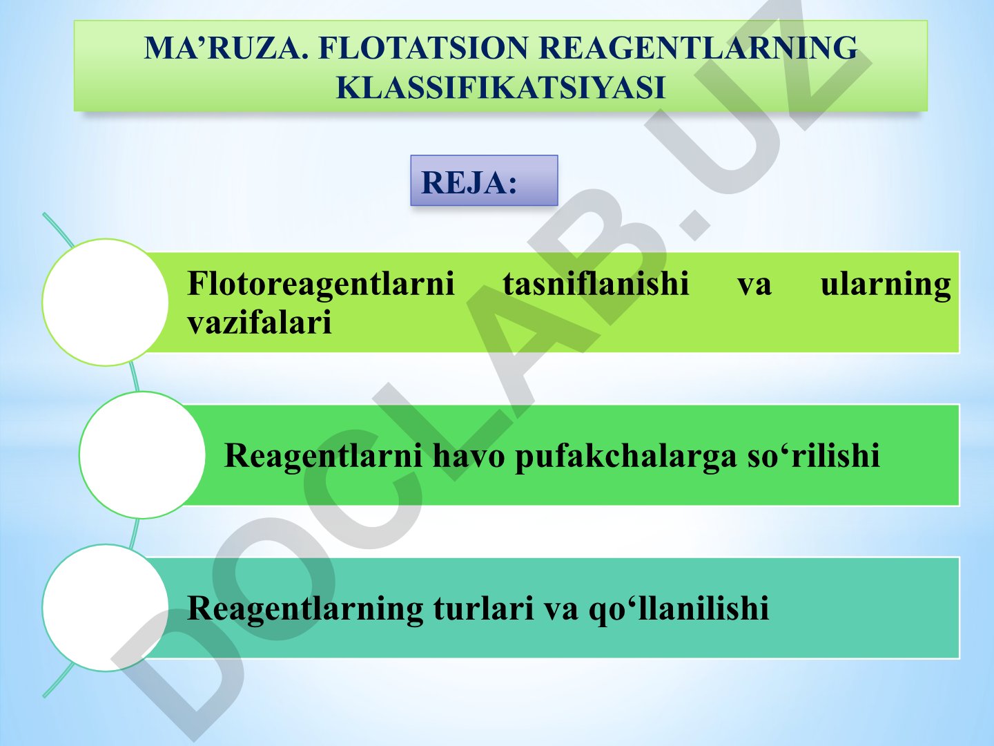 Flotatsion reagentlarning tasniflanishi va ularning vazifalari