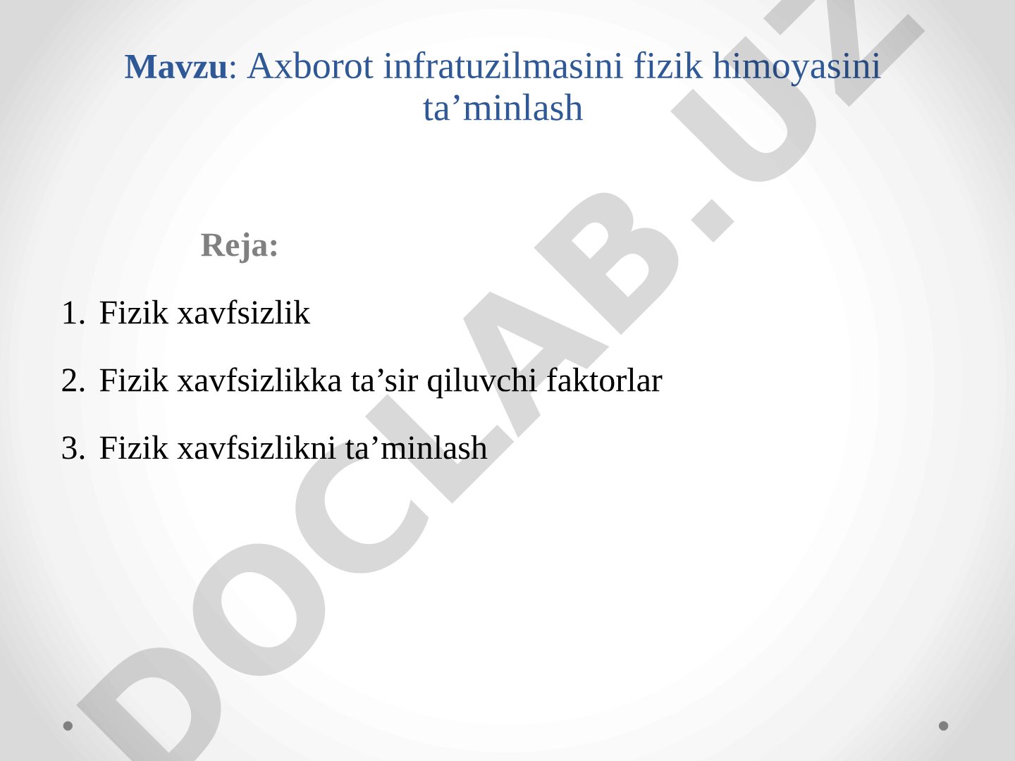 Fizik xavfsizlik taqdimoti