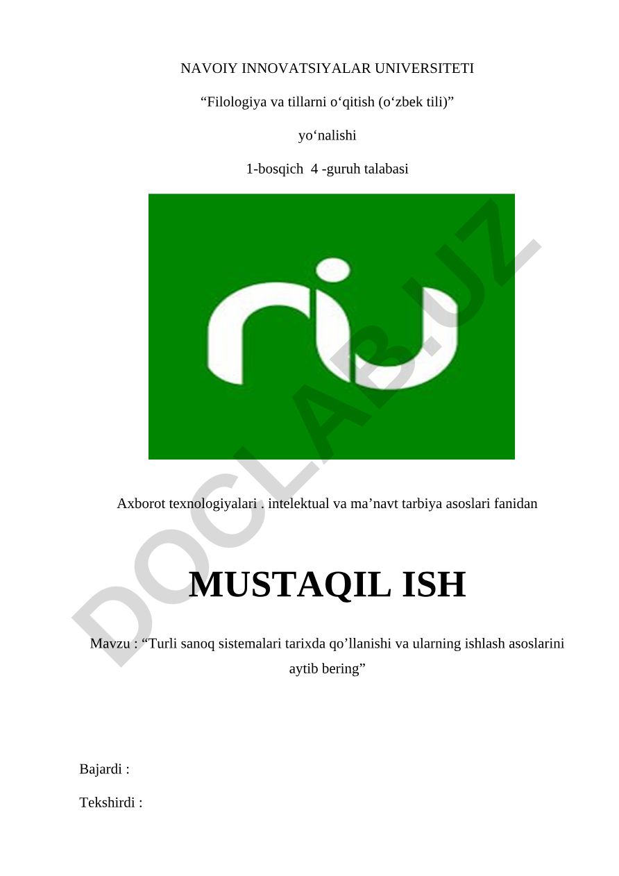 Turli sanoq sistemalari tarixda qoʼllanishi va ularning ishlash asoslari