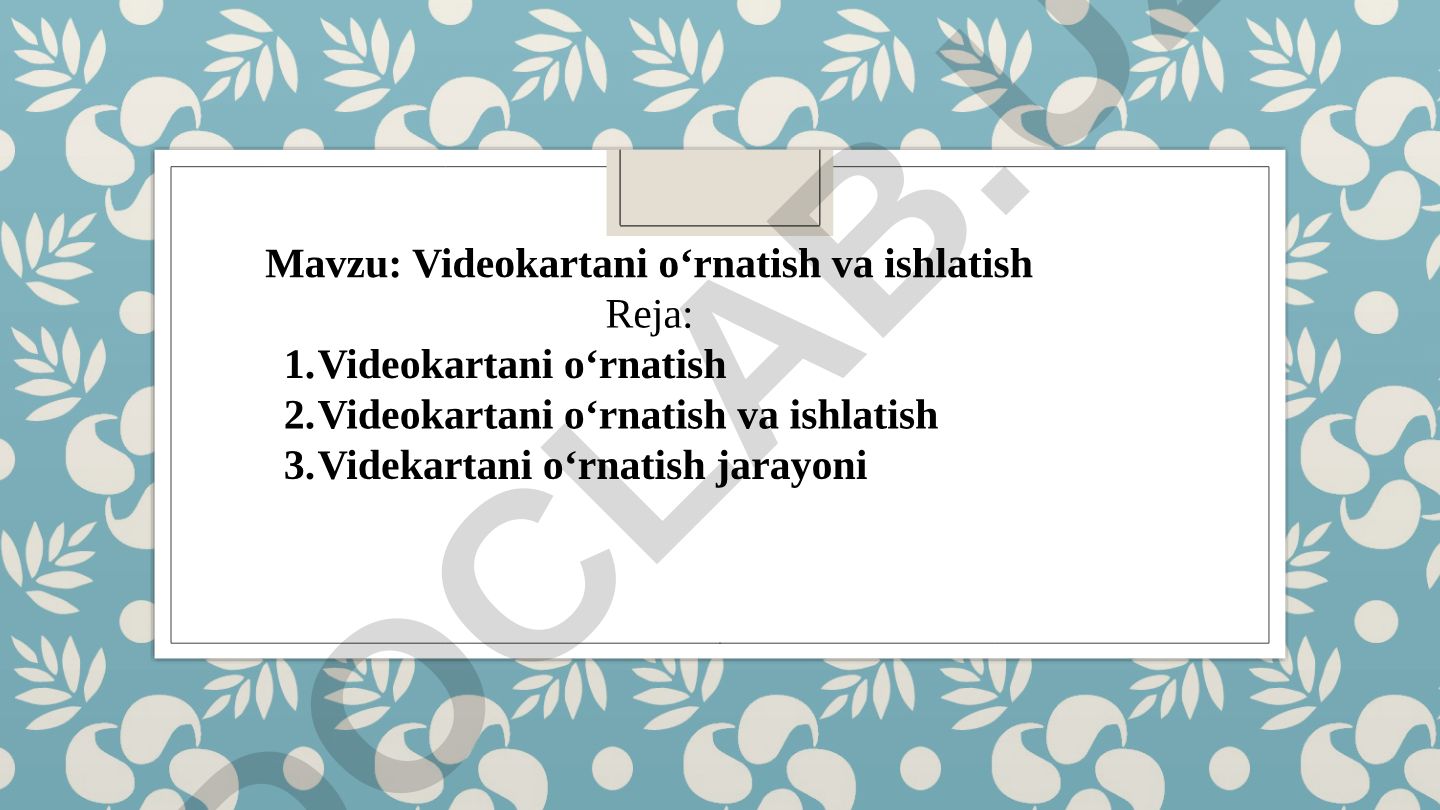 Videokartani o‘rnatish va ishlatish