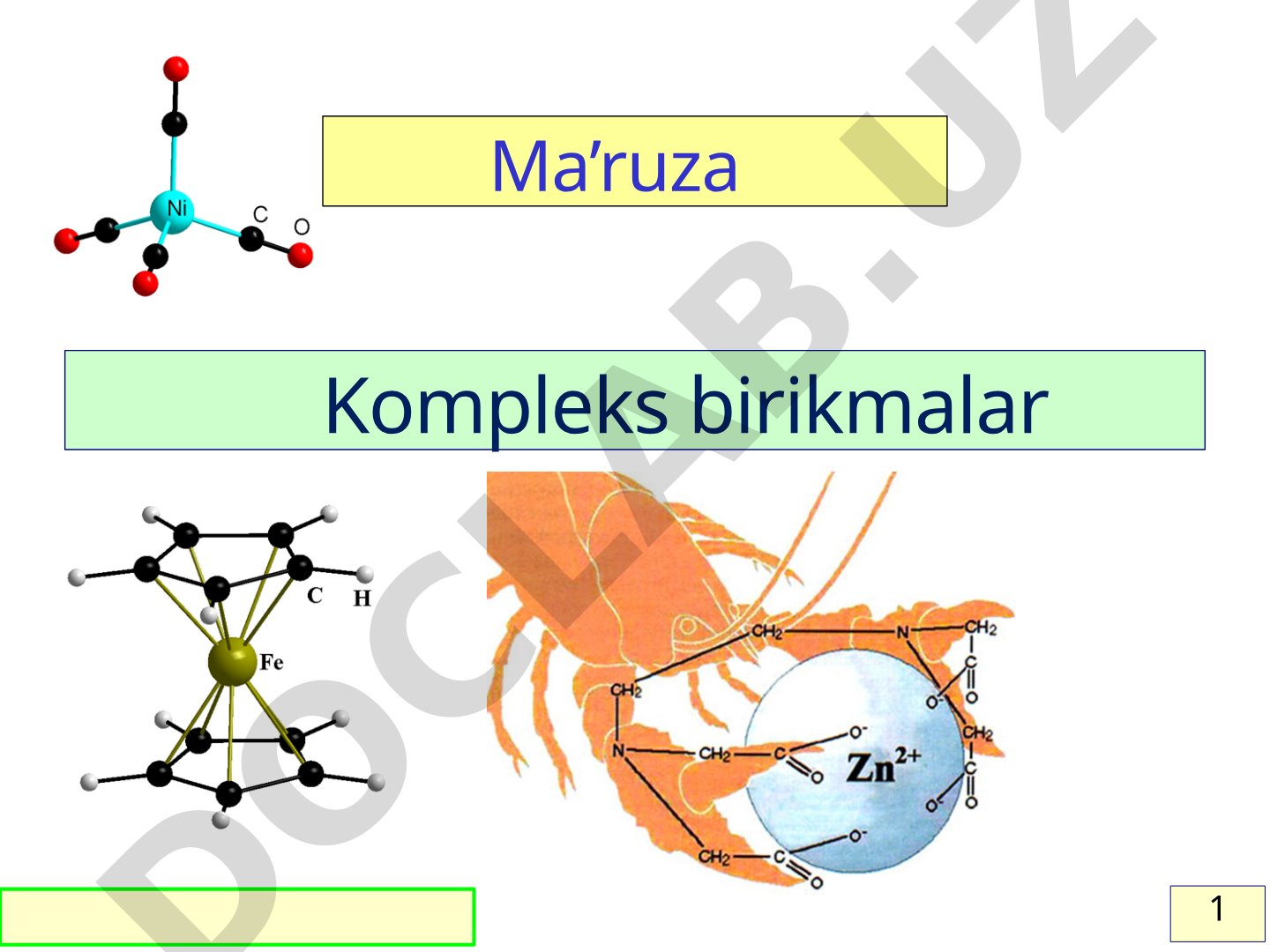 Kompleks birikmalar ma'ruza taqdimoti