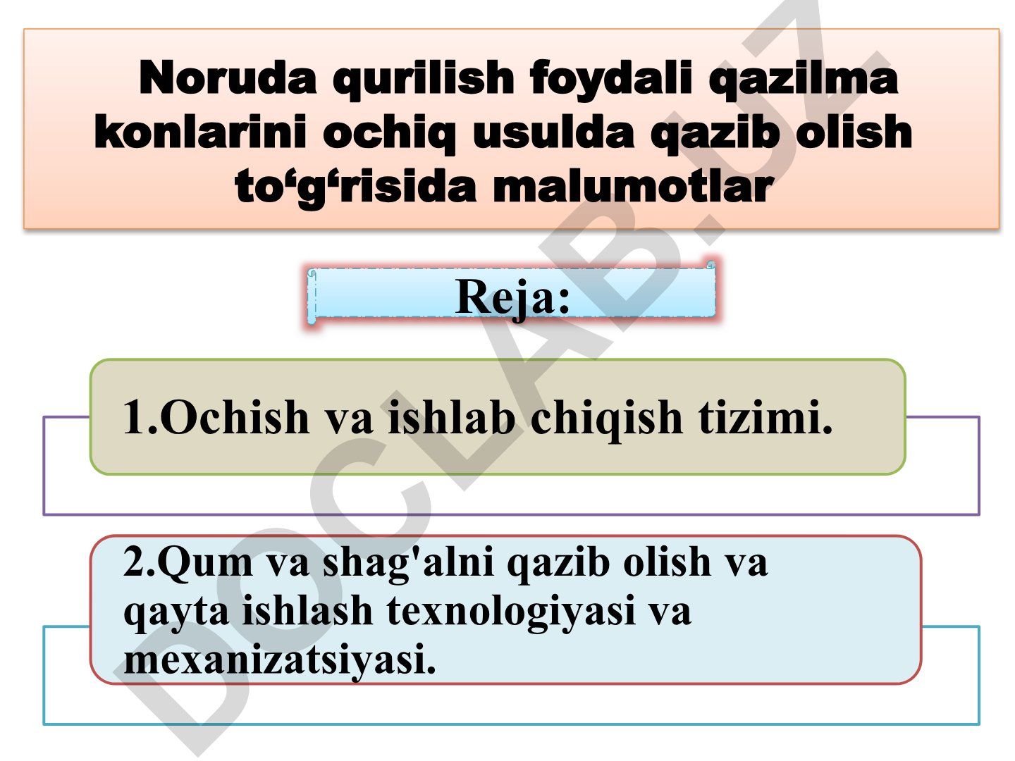 Noruda qurilish foydali qazilma konlarini ochiq usulda qazib olish
