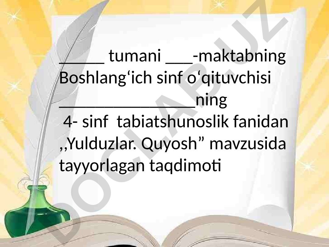 Yulduzlar va Quyosh haqida taqdimot