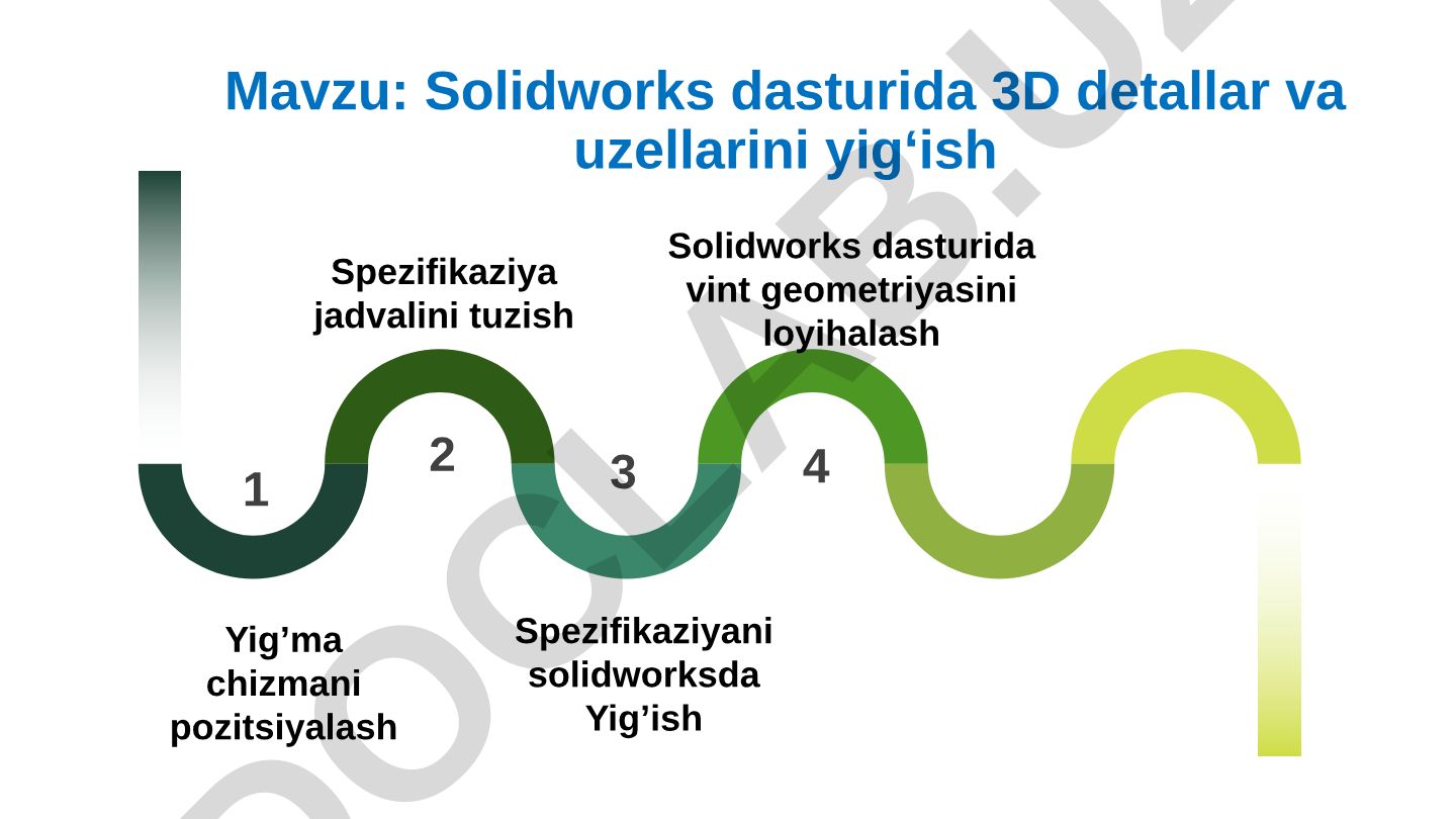 Solidworks dasturida 3D detallar va uzellarini yig‘ish