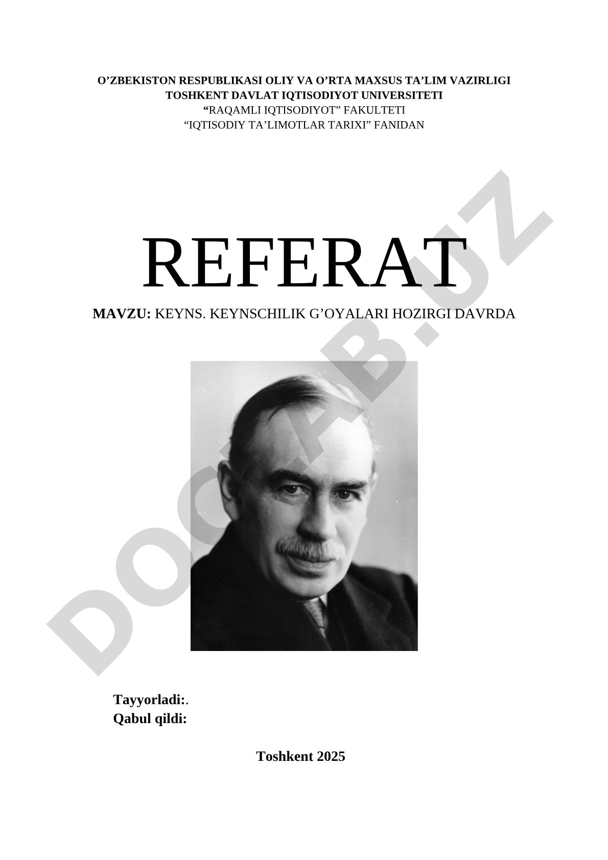 Iqtisodiy ta'limotlar tarixi referati