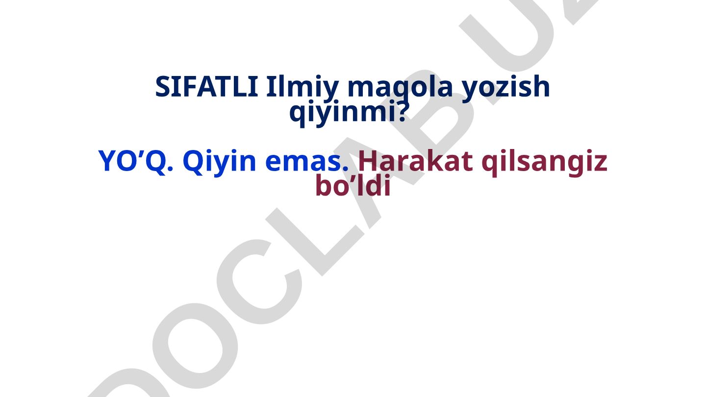 Sifatli ilmiy maqola yozish va Scopus jurnallarida nashr qilish
