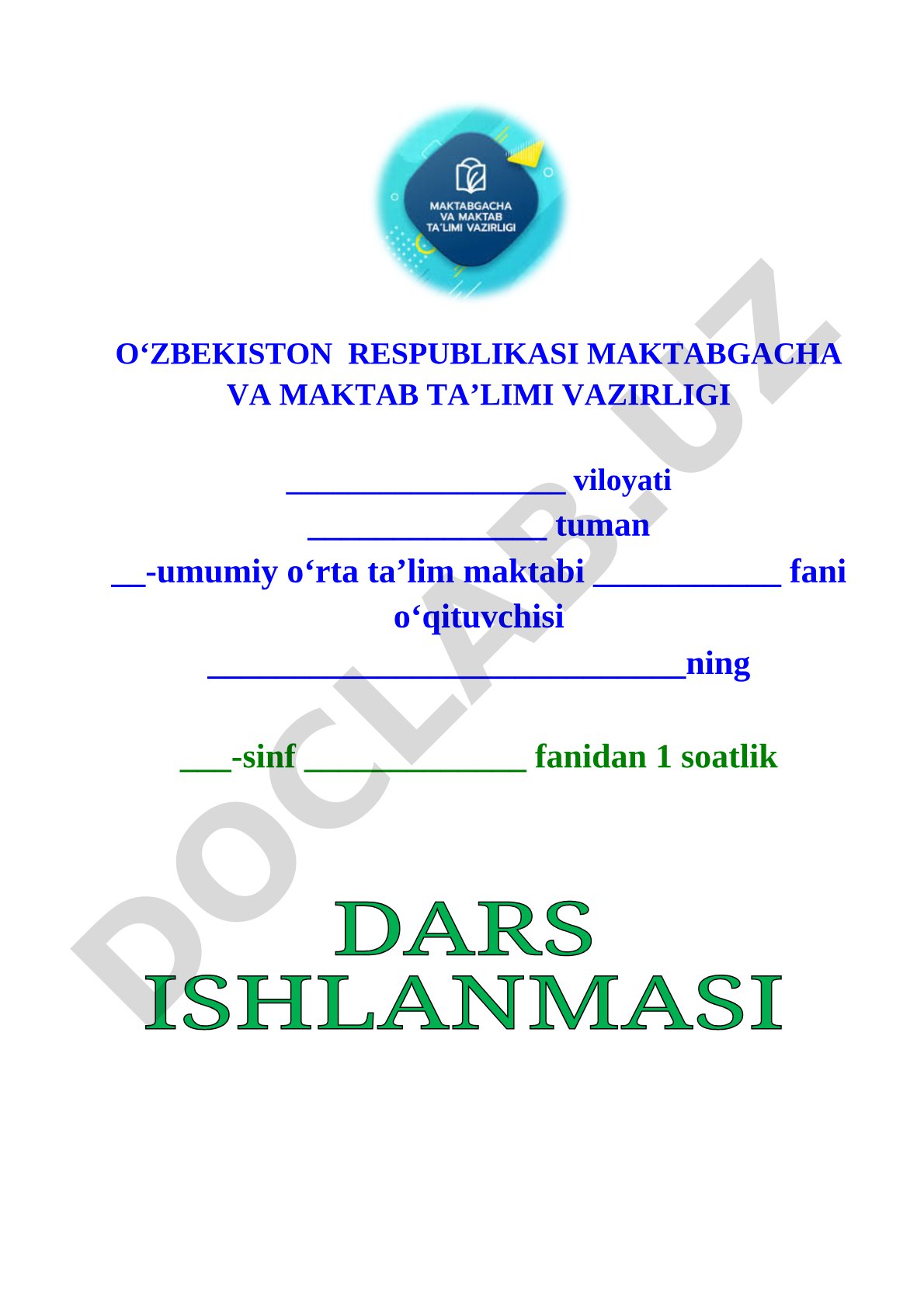 Alifbe fanidan dars ishlanmasi