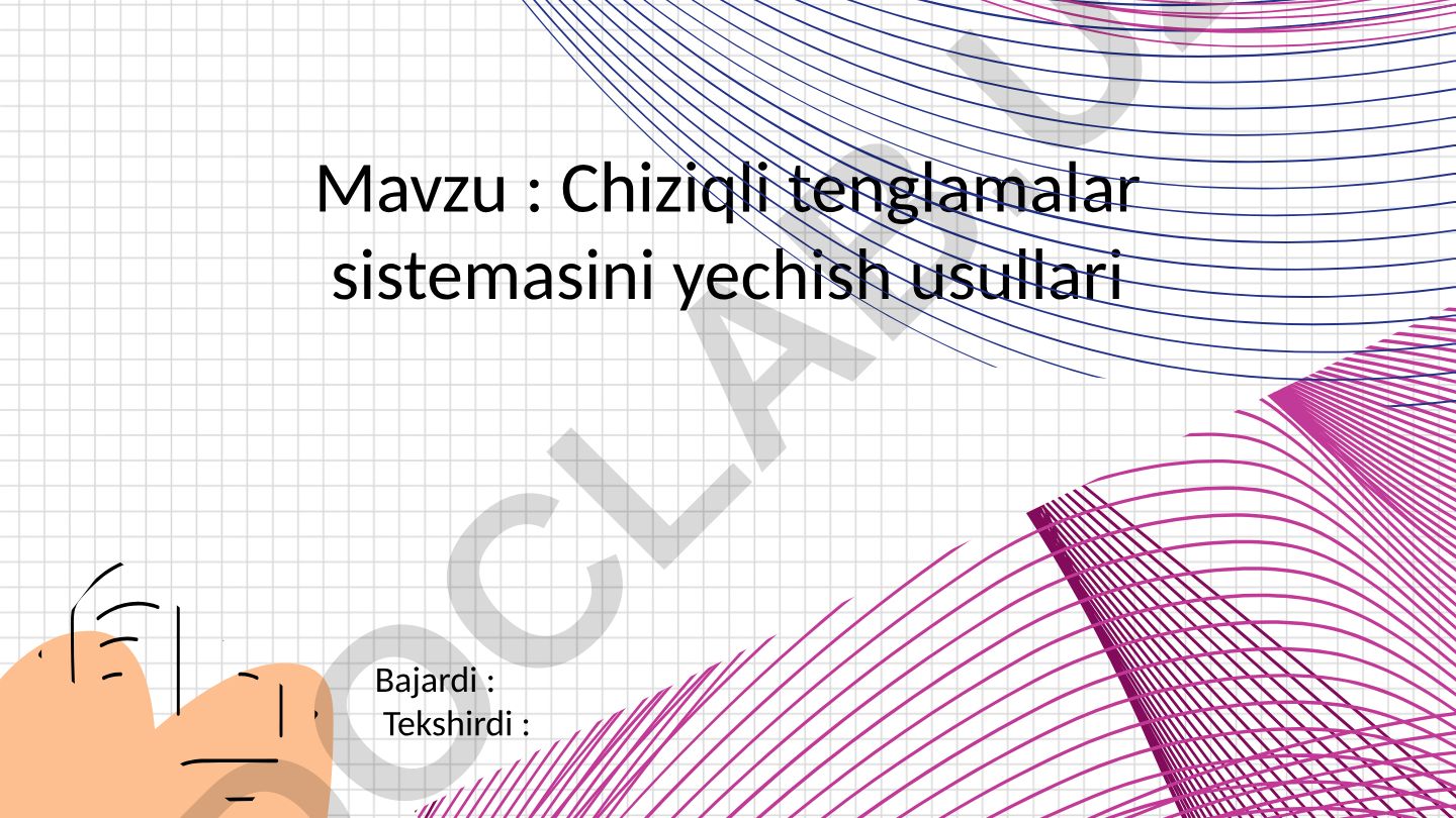 Chiziqli tenglamalar sistemasini yechish usullari
