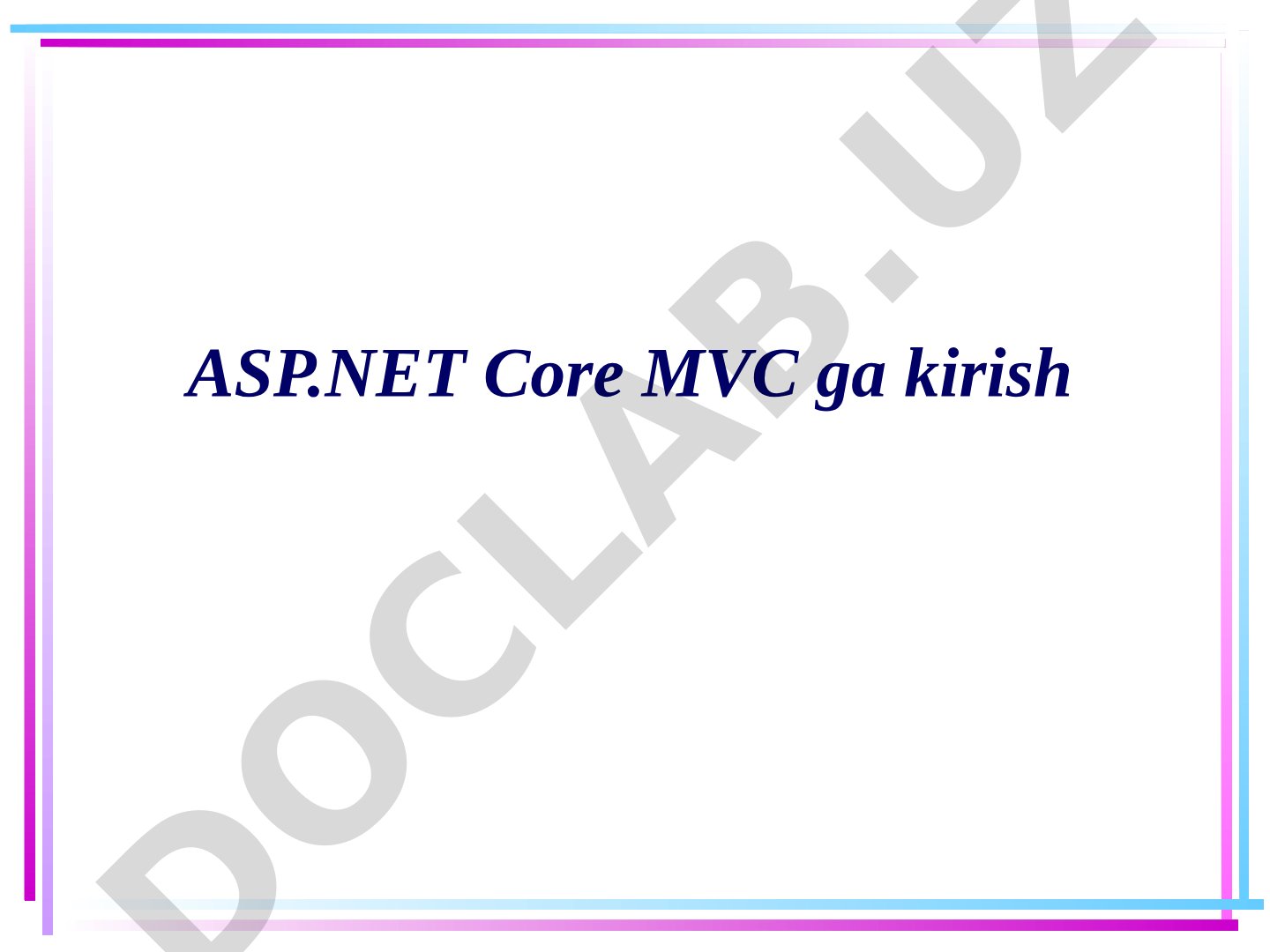 ASP.NET Core taqdimoti
