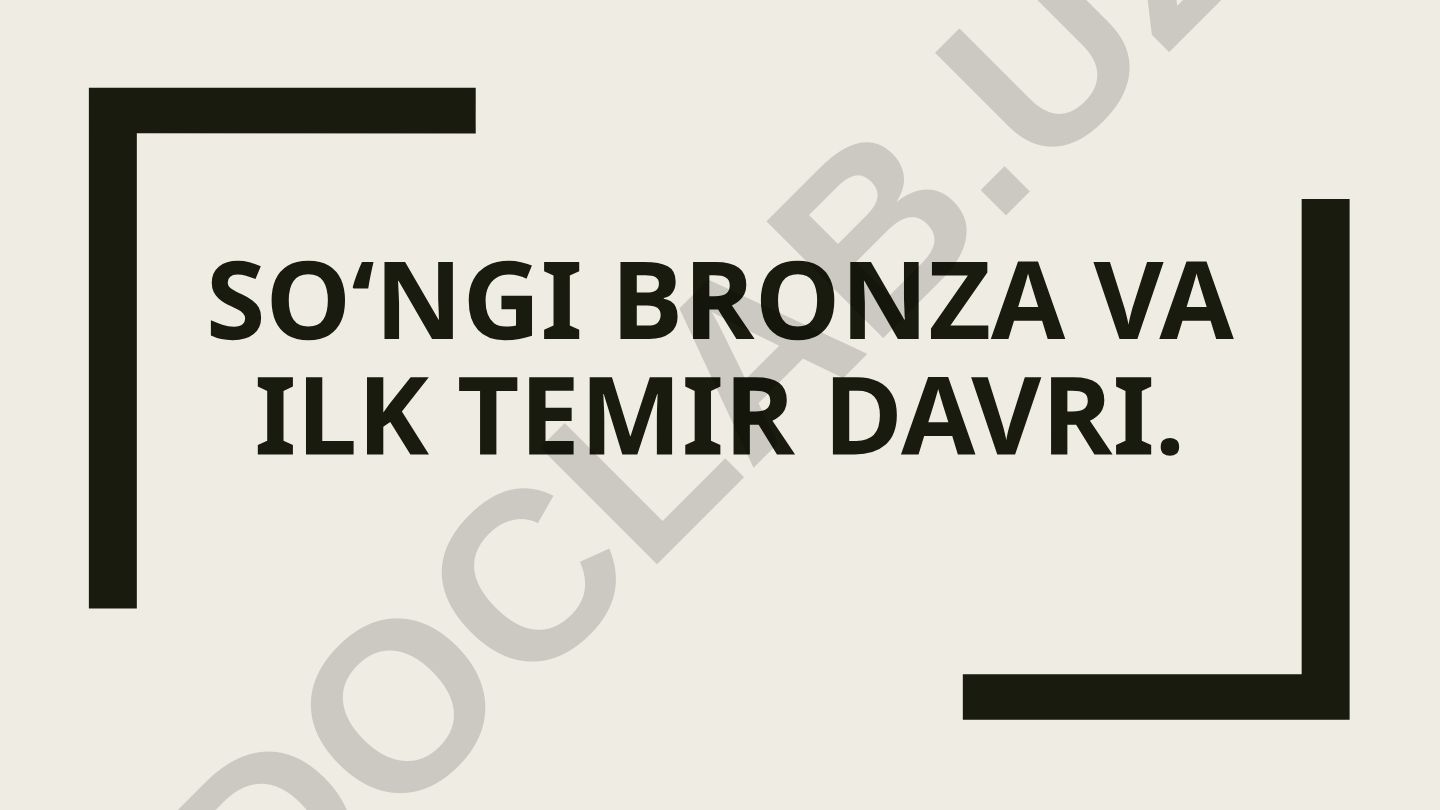 So'ngi bronza va ilk temir davri madaniyatlarining rivojlanishi