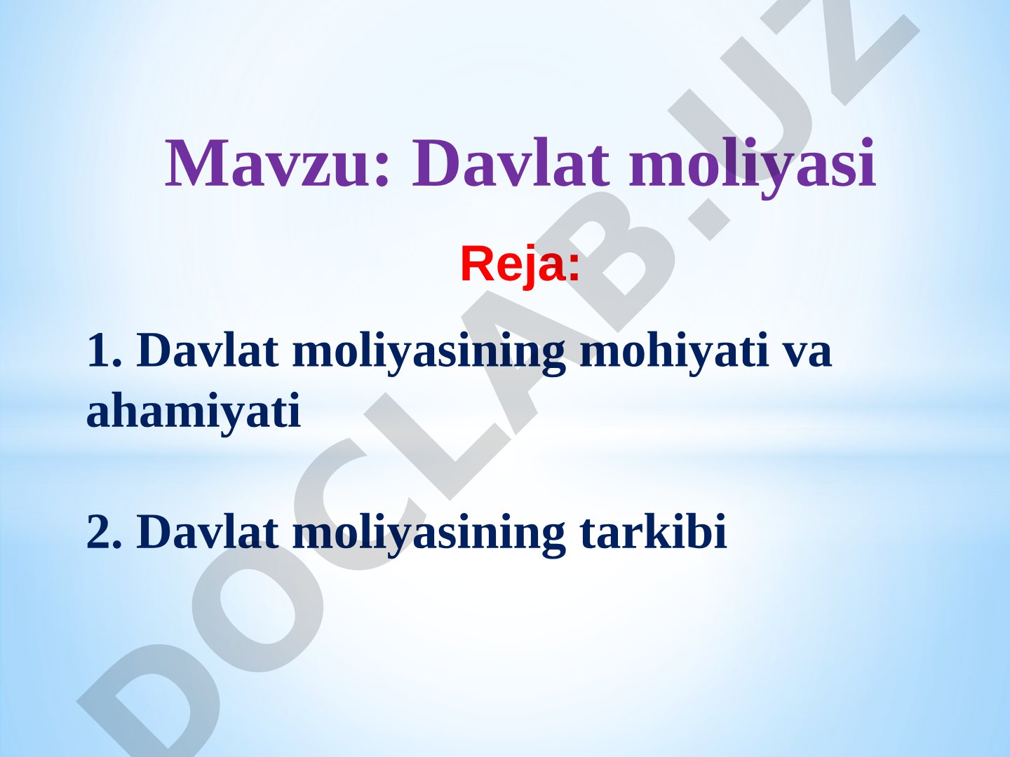 Davlat moliyasi taqdimoti