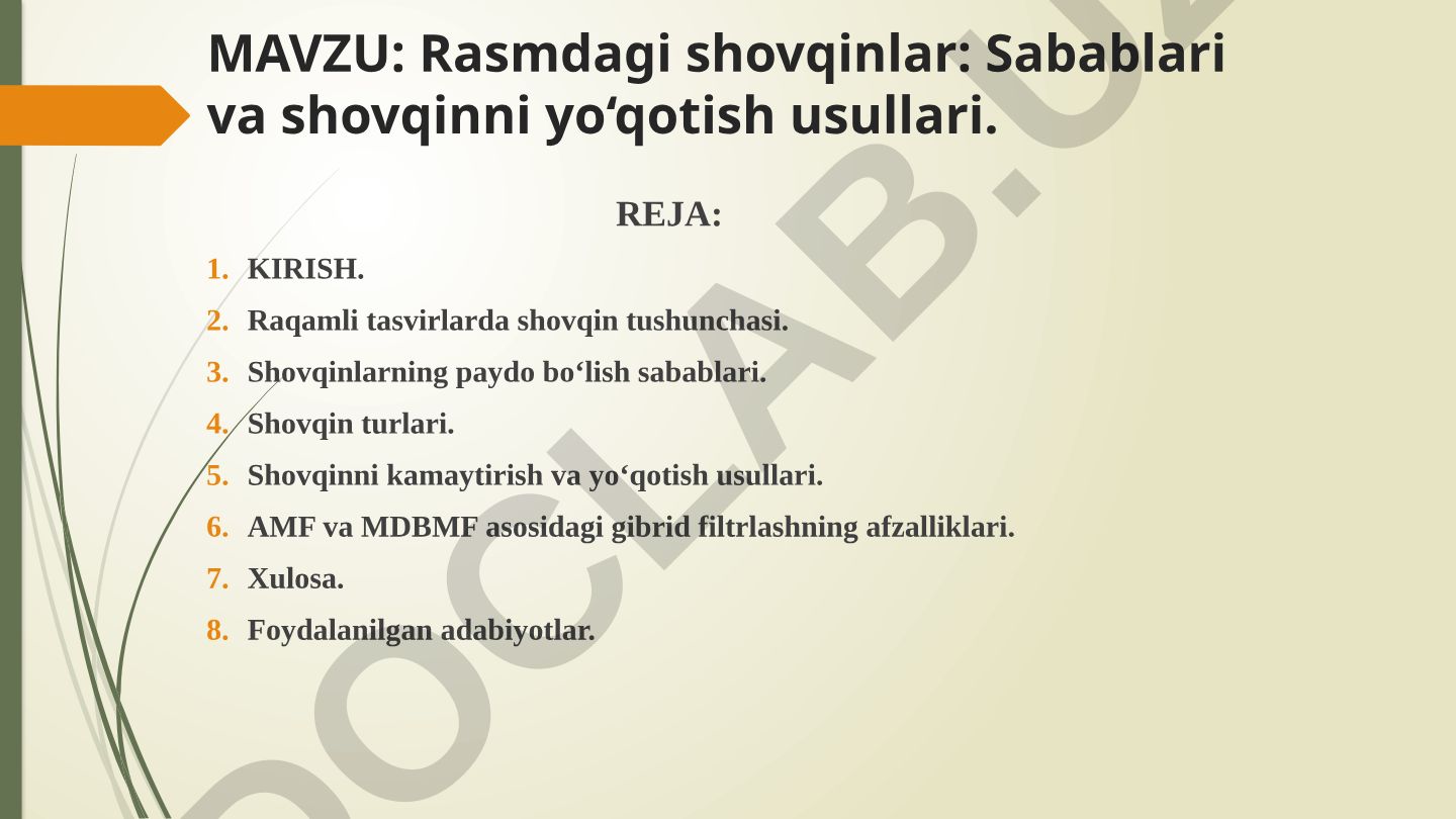 Rasmdagi shovqinlar: Sabablari va shovqinni yo‘qotish usullari