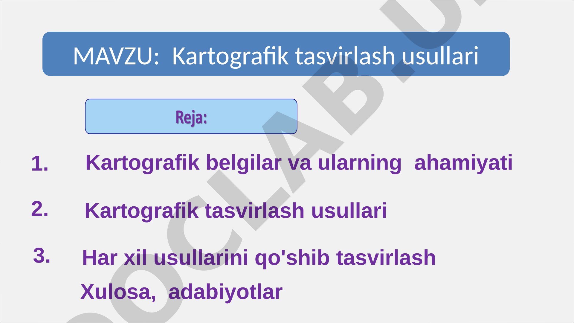 Kartografik tasvirlash usullari taqdimoti