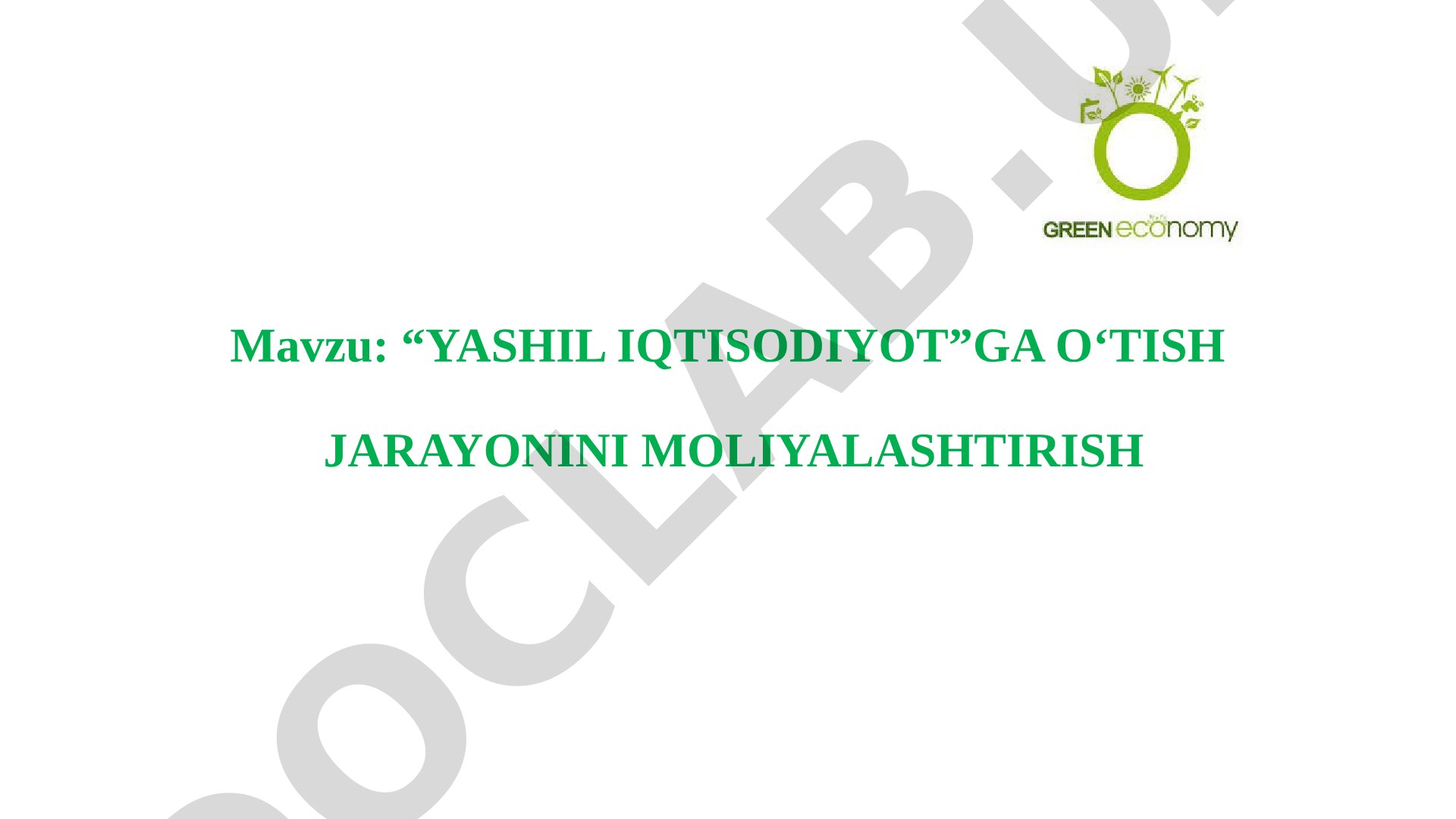 Yashil iqtisodiyot taqdimoti