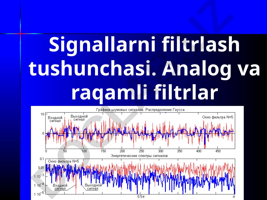 Signallarni filtrlash tushunchasi va filtr turlari