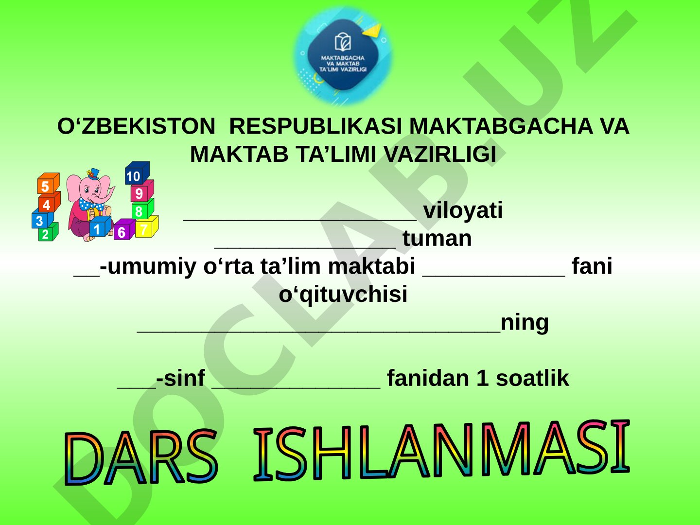 Matematika dars ishlanmasi taqdimoti