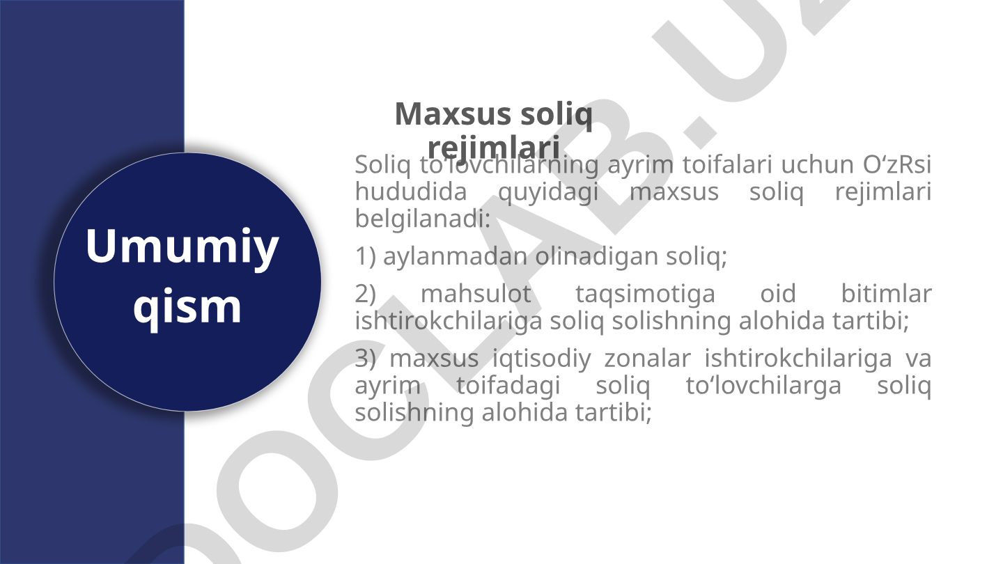 Oʻzbekistonda maxsus soliq rejimlari