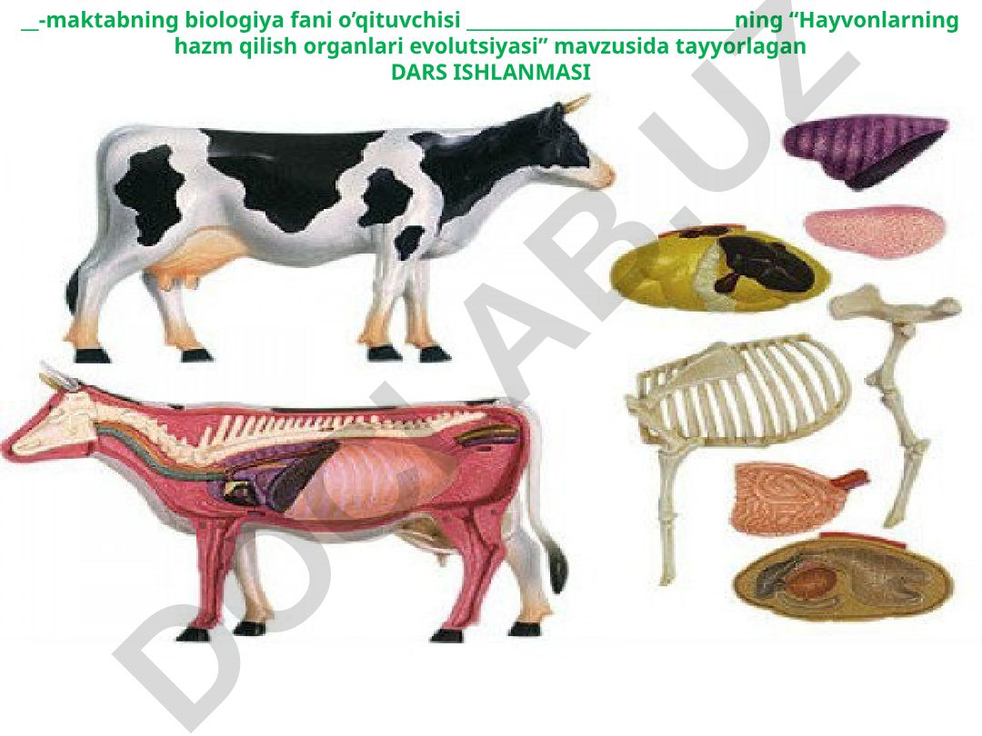 Hayvonlarning hazm qilish organlari evolutsiyasi