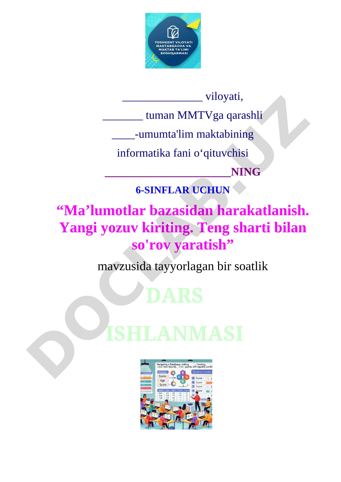 Informatika dars ishlanmasi