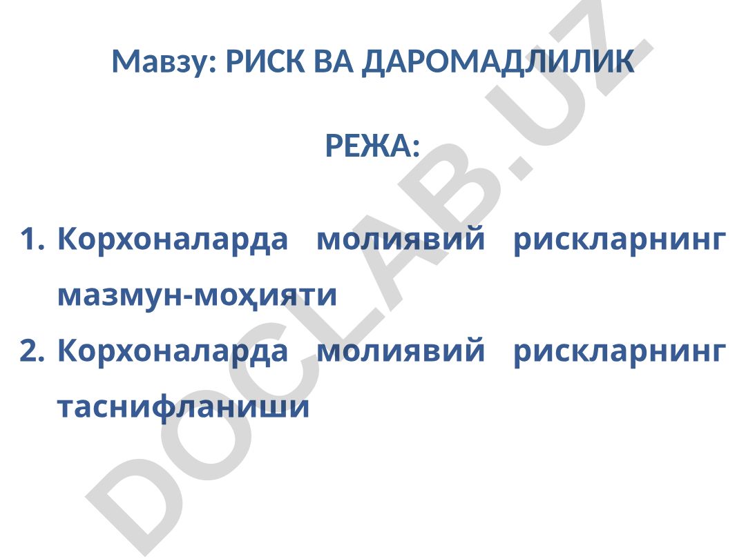 Риск ва даромадлилик