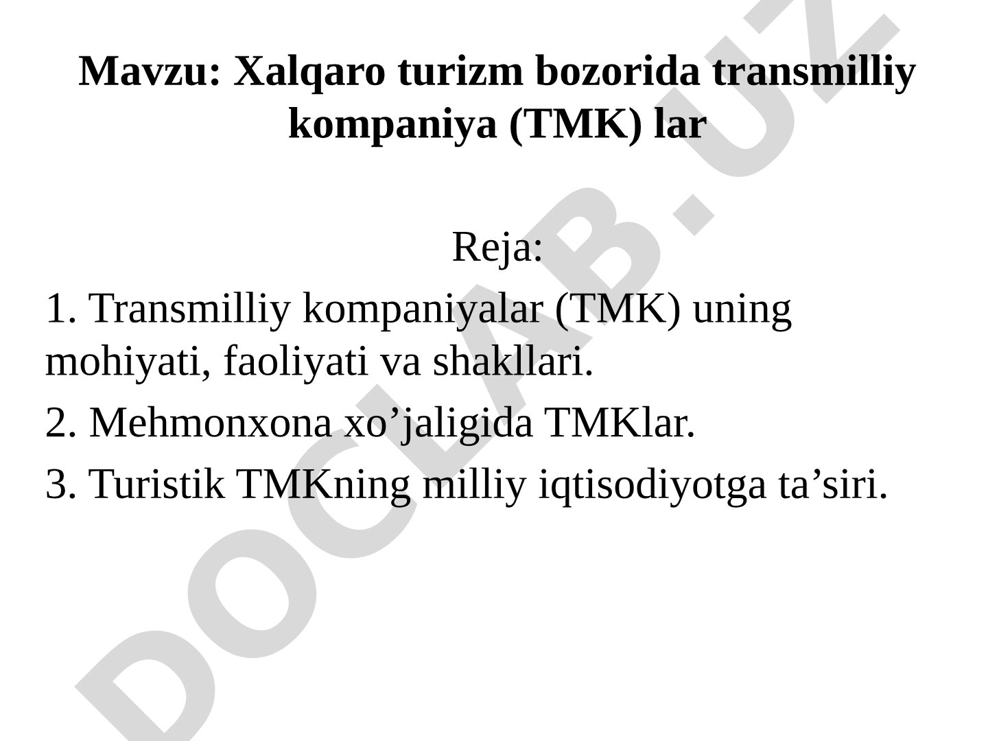 Transmilliy kompaniyalar haqida taqdimot