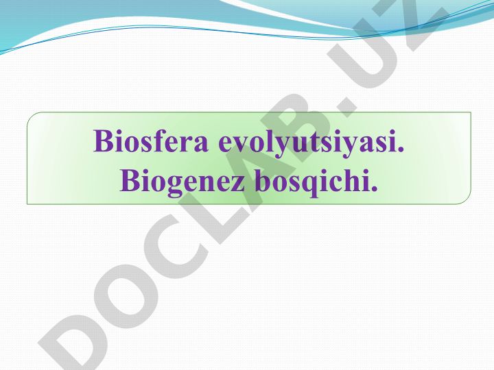 Biosfera evolyutsiyasi va biogeokimyoviy jarayonlar