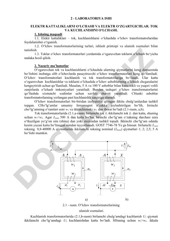 Elektr kattaliklarni o'lchash va elektr o'zgartgichlar
