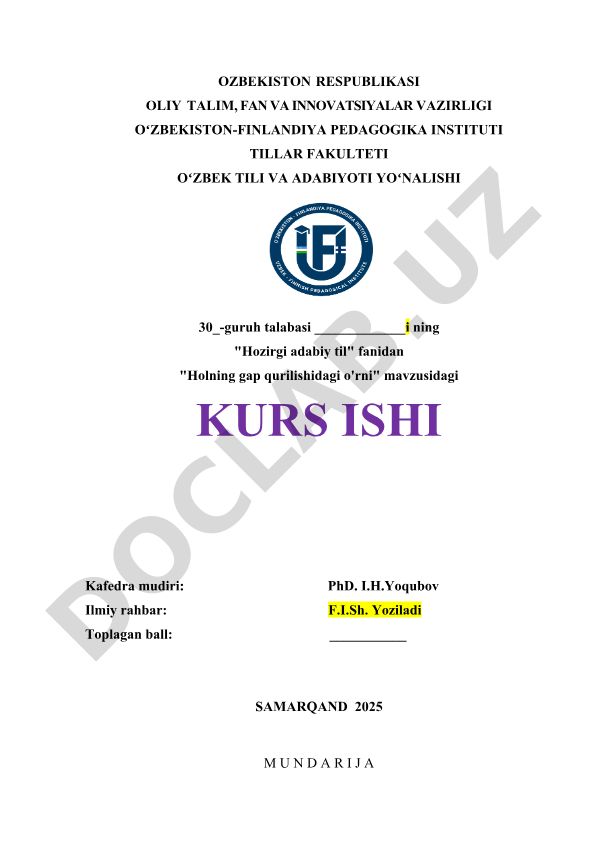 Holning gap qurilishidagi o'rni
