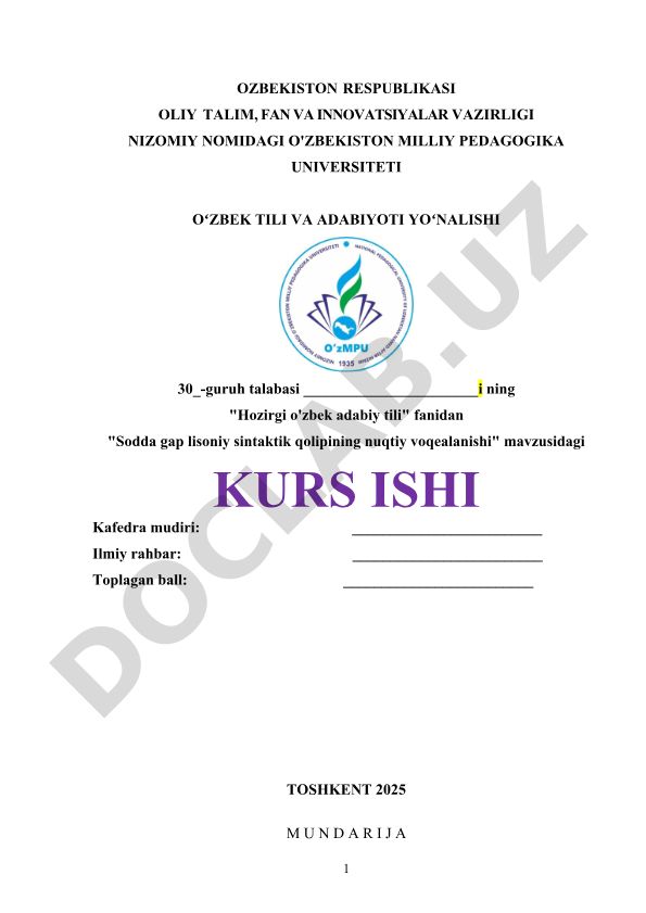 Sodda gap lisoniy sintaktik qolipining nutqiy voqealanishi