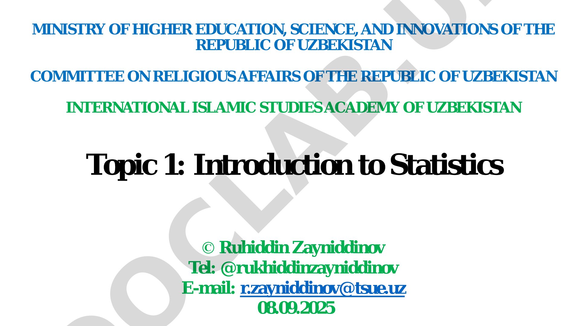 Introduction to Statistics