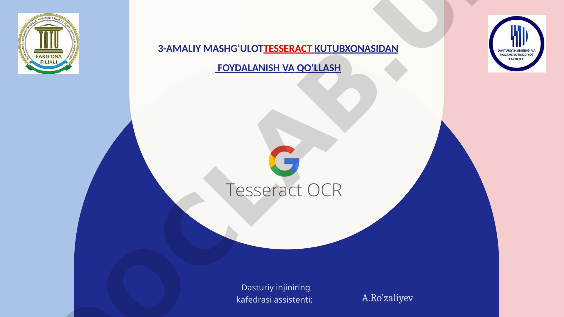 Tesseract kutubxonasidan foydalanish va qo‘llash