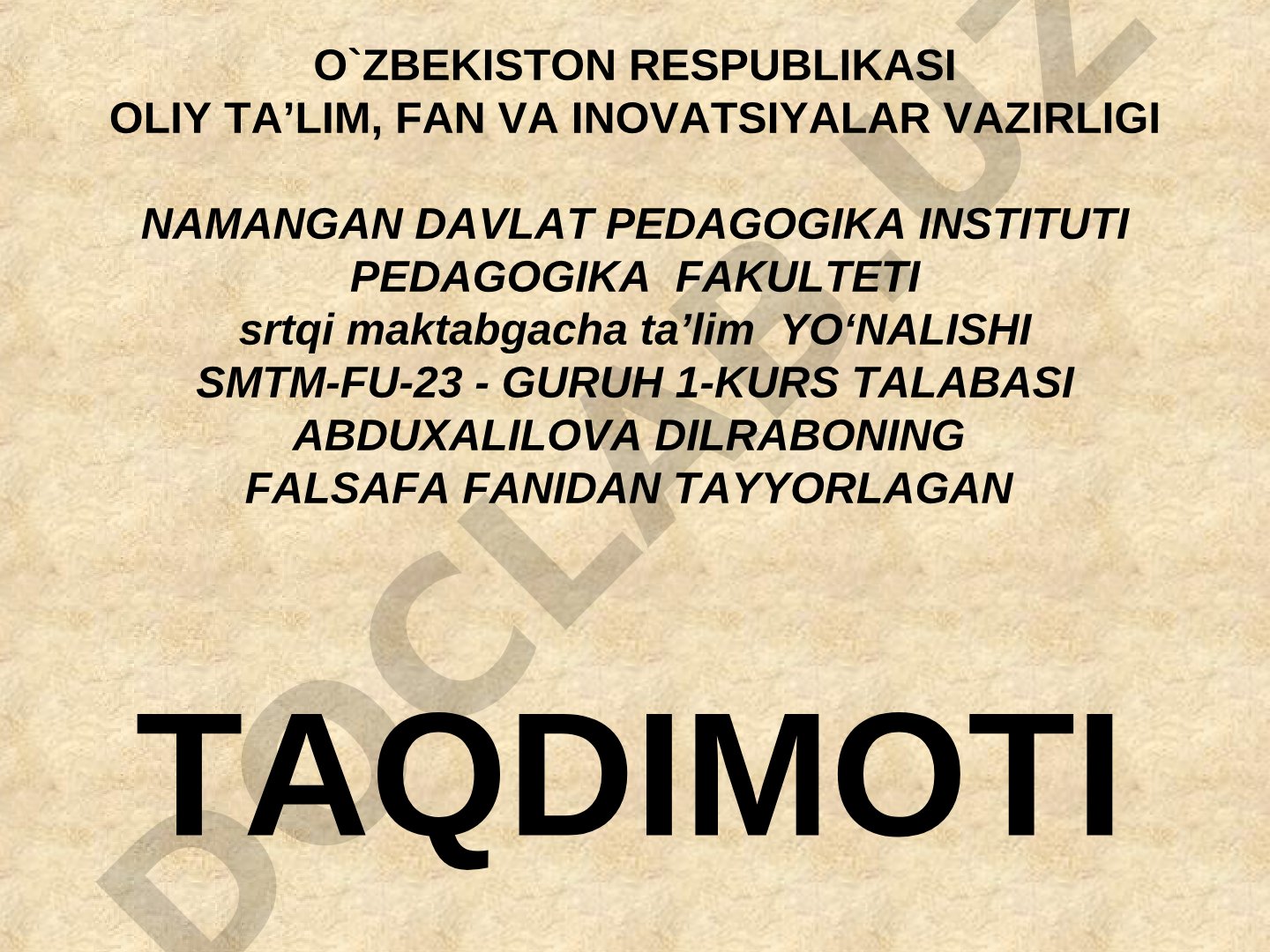 G'arb mutafakkirlarining borliq haqidagi ta'limotlari