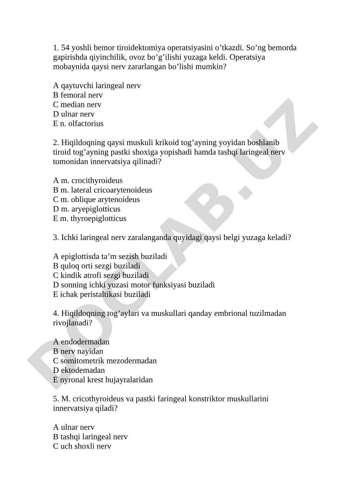 Hiqildoq nervlari va muskullari innervatsiyasi